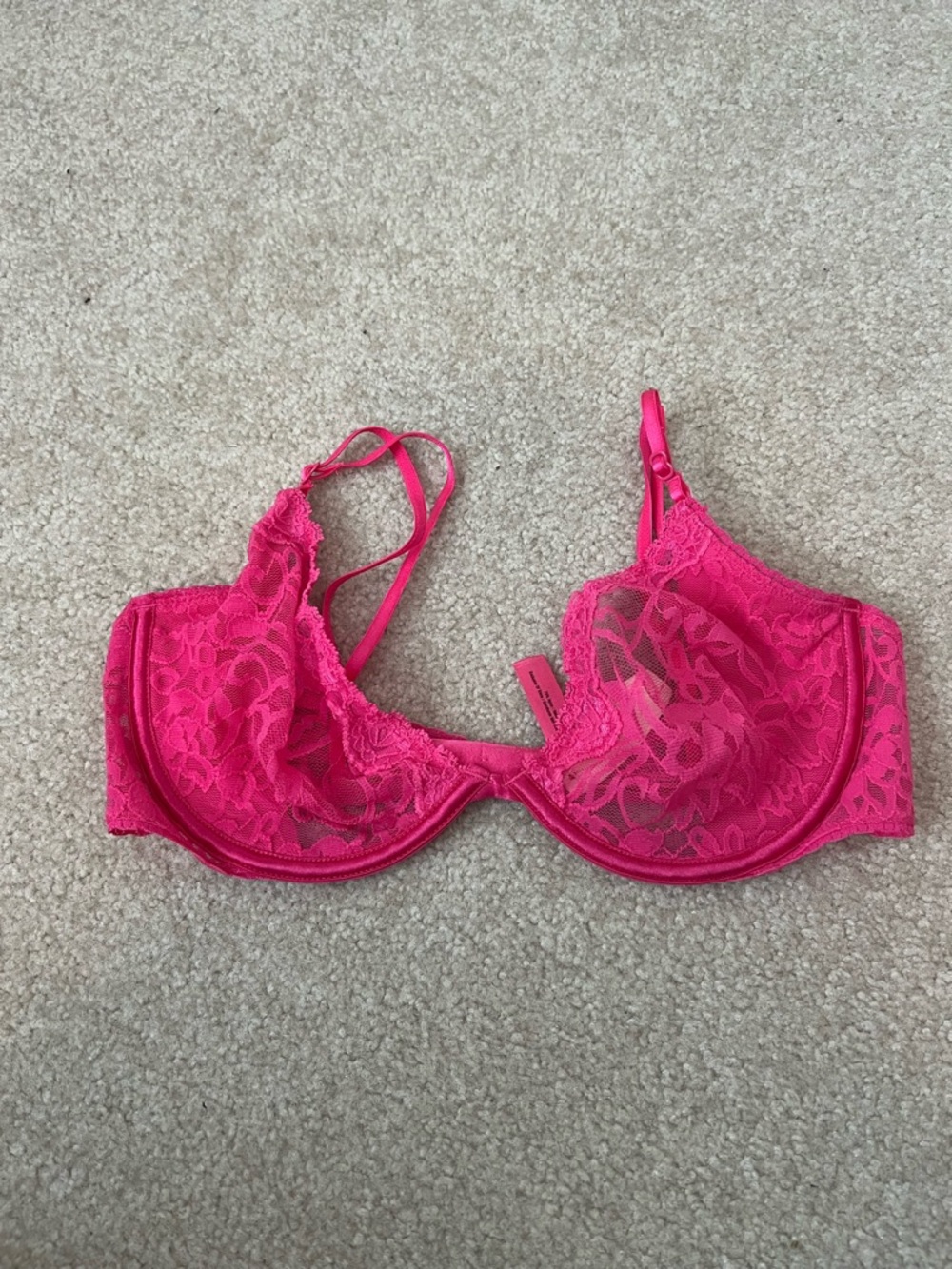 Victoria's Secret The Lacie Hot Pink Lace Underwire Bra
